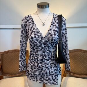 Vintage Y2K Geometric Mesh Top, Office Siren Core Women’s M